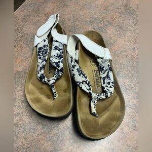 White and Black Floral Women's Sandals